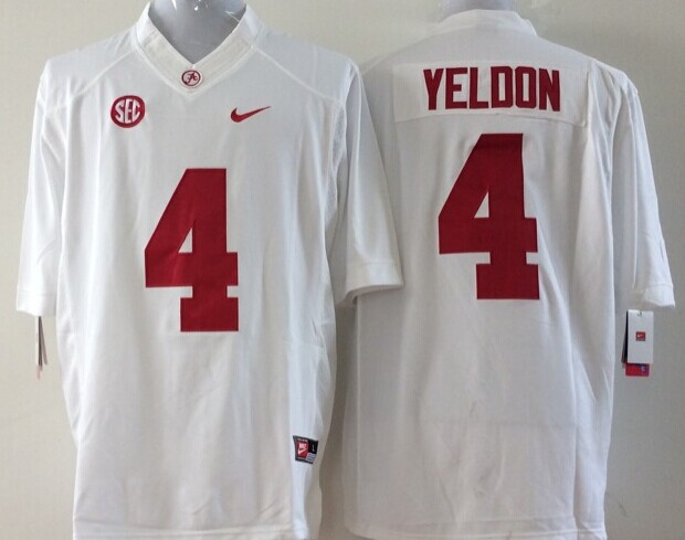 Men's Alabama Crimson Tide T. J. Yeldon #4 White Jersey